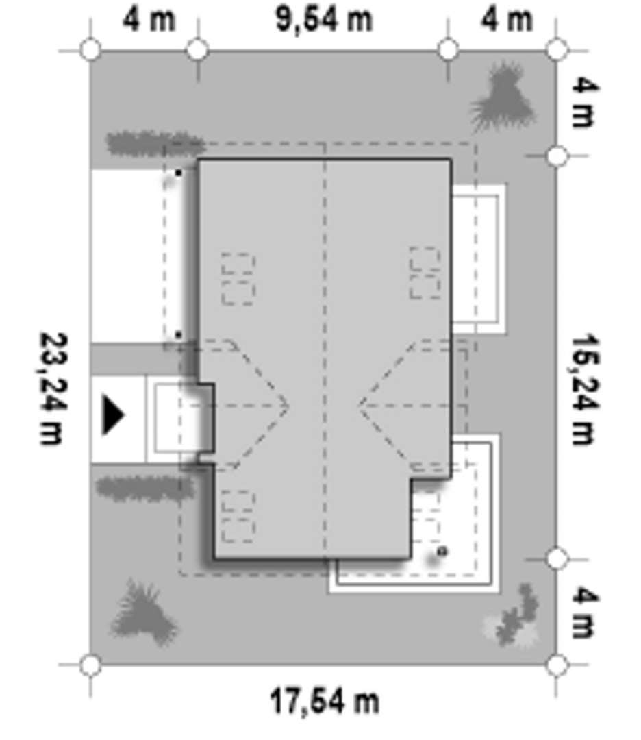 Plan amplasament Casă cu mansardă 159 mp utili, un dormitor, 2 băi