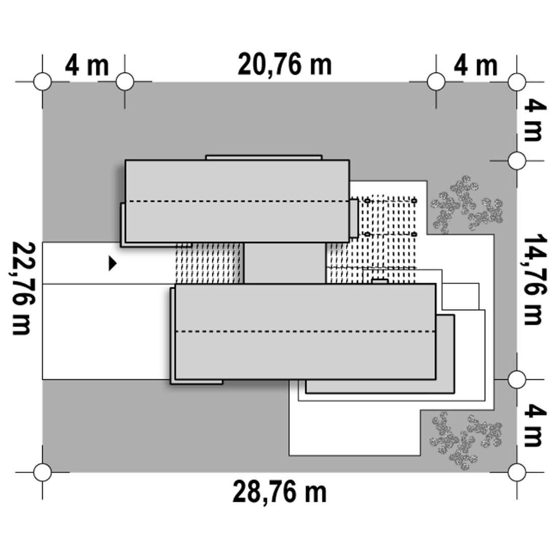 Plan amplasament Casă parter 132 mp utili, 3 dormitoare, 2 băi