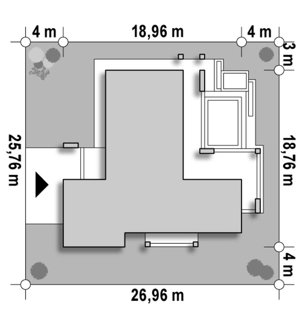 Plan amplasament Casă parter 127 mp utili, 3 dormitoare, 2 băi
