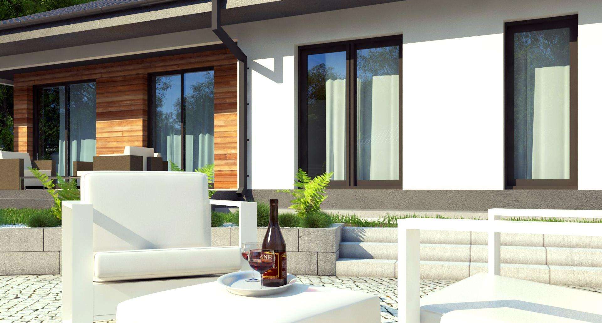 Fatada Casă parter 105 mp utili, 3 dormitoare, 2 băi