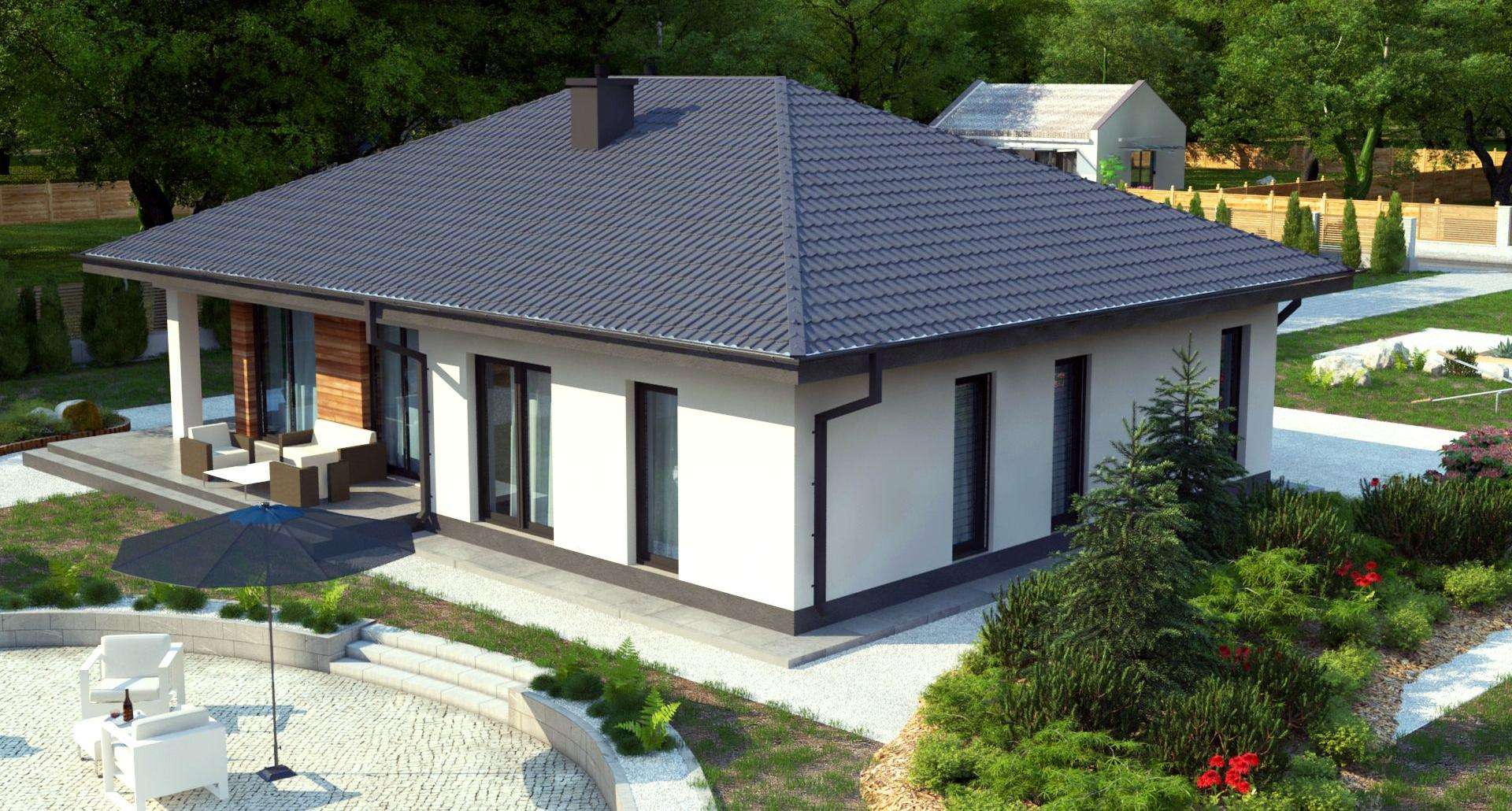 Fatada Casă parter 105 mp utili, 3 dormitoare, 2 băi