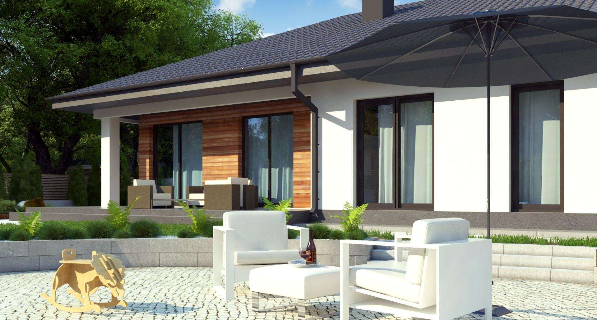 Fatada Casă parter 105 mp utili, 3 dormitoare, 2 băi