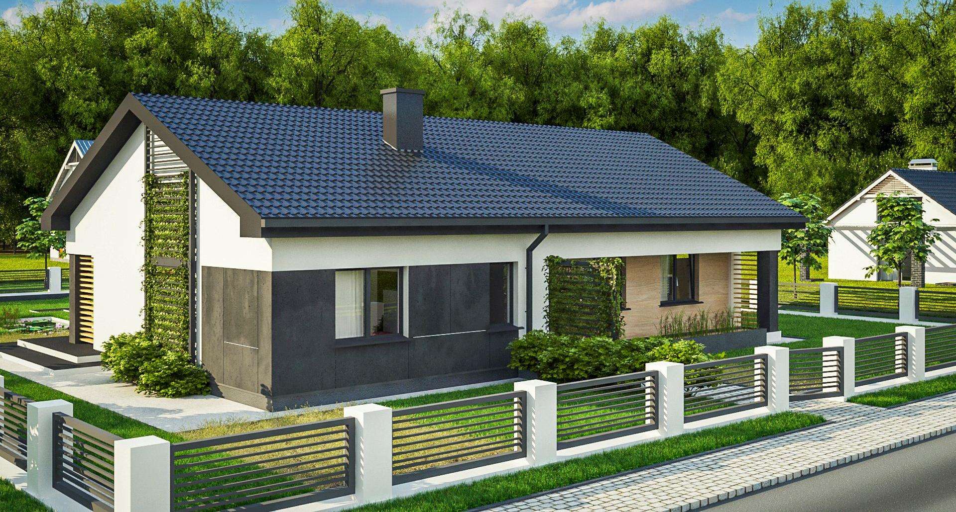 Fatada Casă parter 124 mp utili, 4 dormitoare, 2 băi