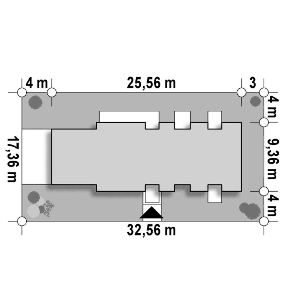 Plan amplasament Casă parter 127 mp utili, 4 dormitoare, 2 băi