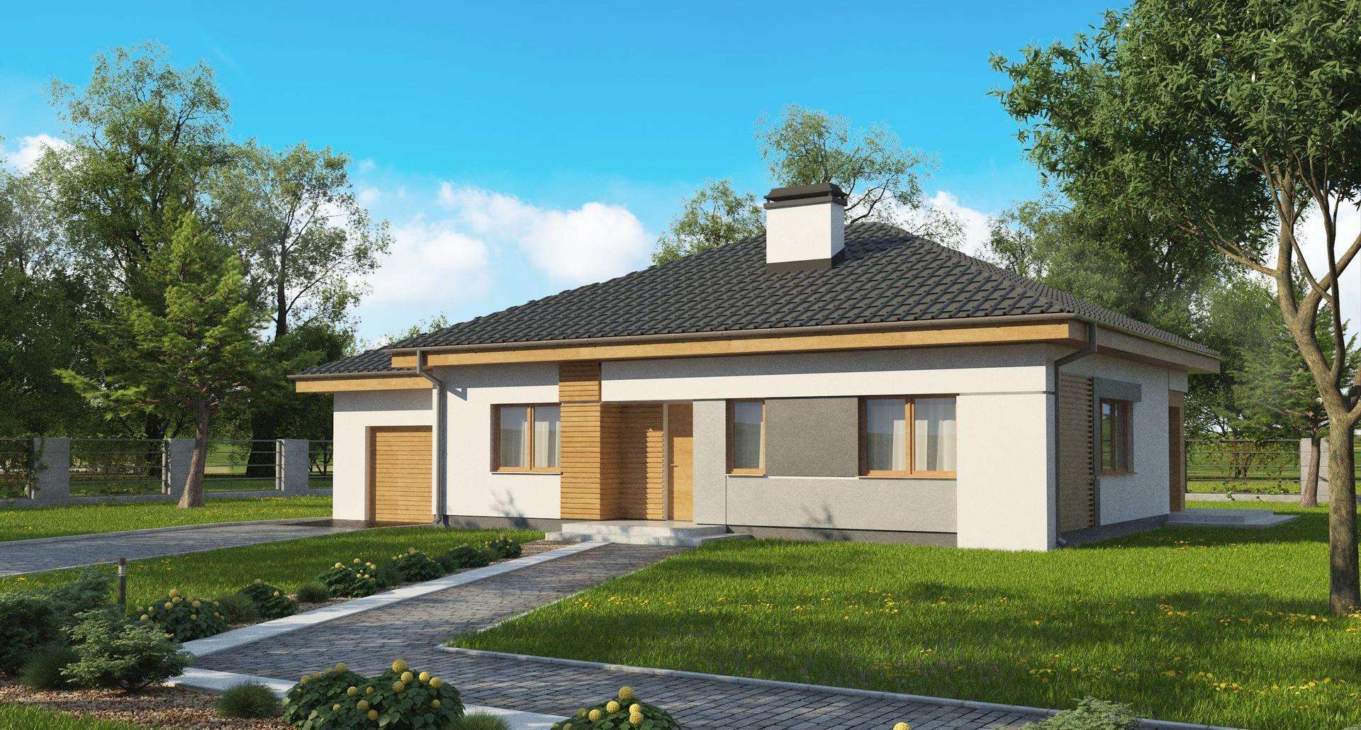 Fatada Casă parter 97 mp utili, 3 dormitoare, 2 băi
