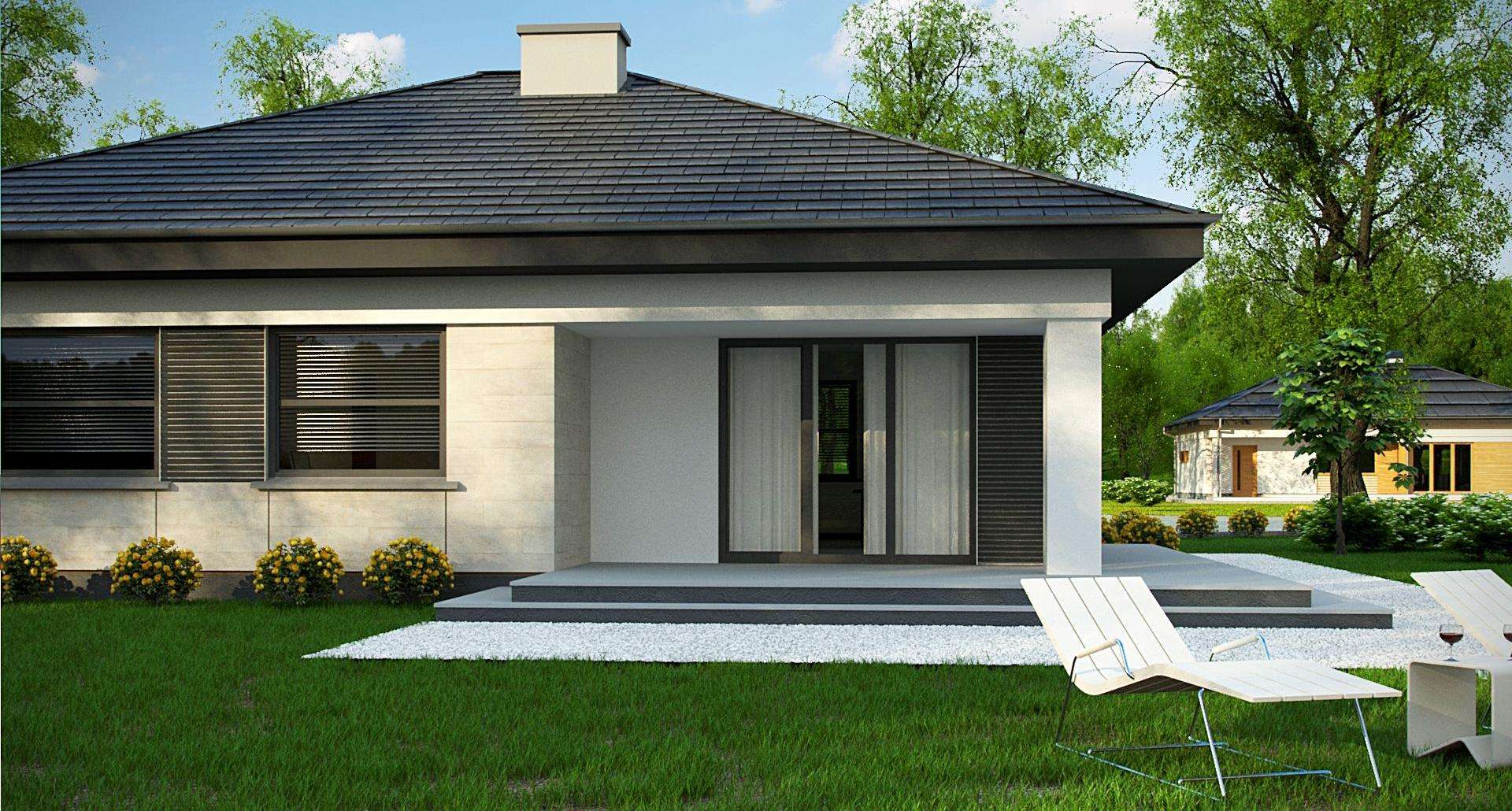 Fatada Casă parter 95 mp utili, 3 dormitoare, 2 băi