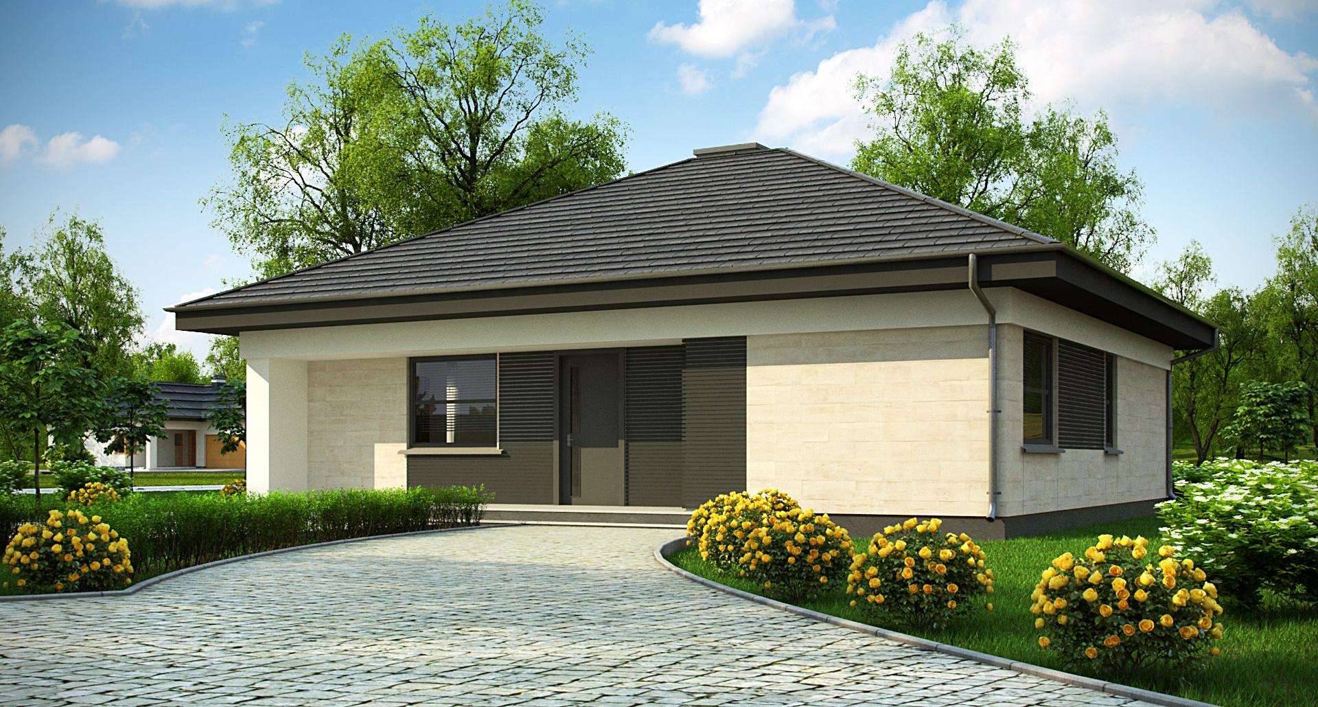 Fatada Casă parter 95 mp utili, 3 dormitoare, 2 băi