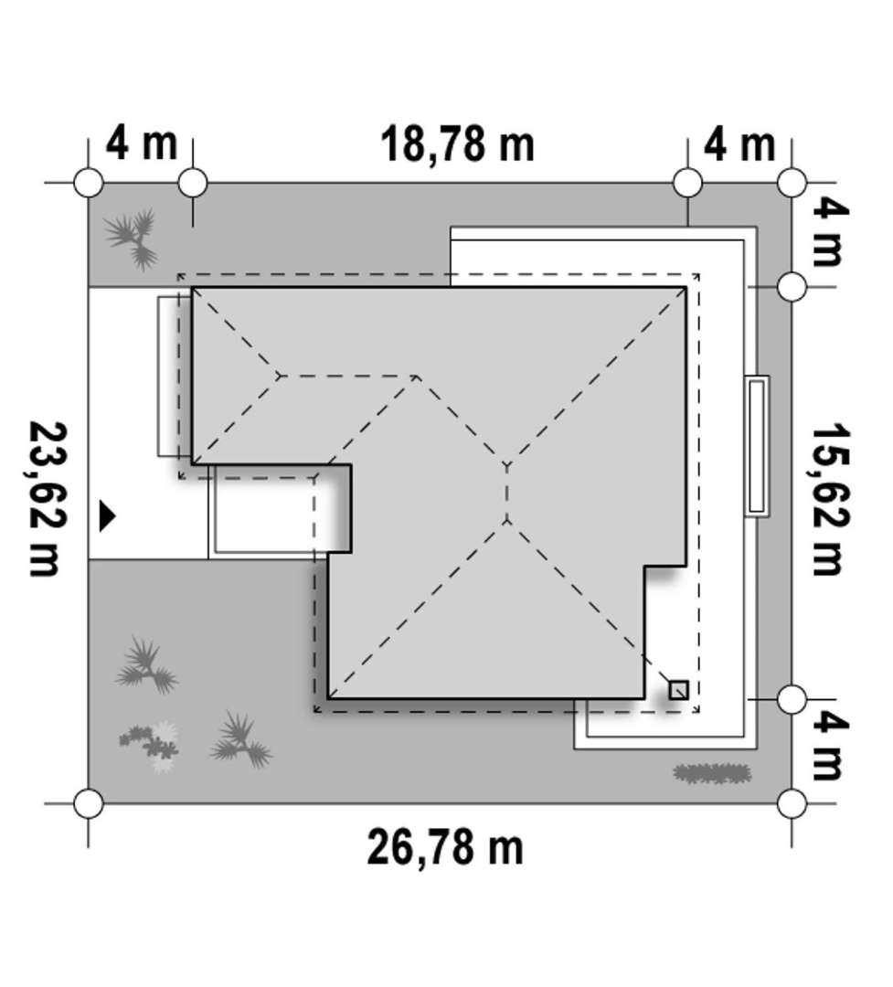 Plan amplasament Casă parter 159 mp utili, 4 dormitoare, 2 băi