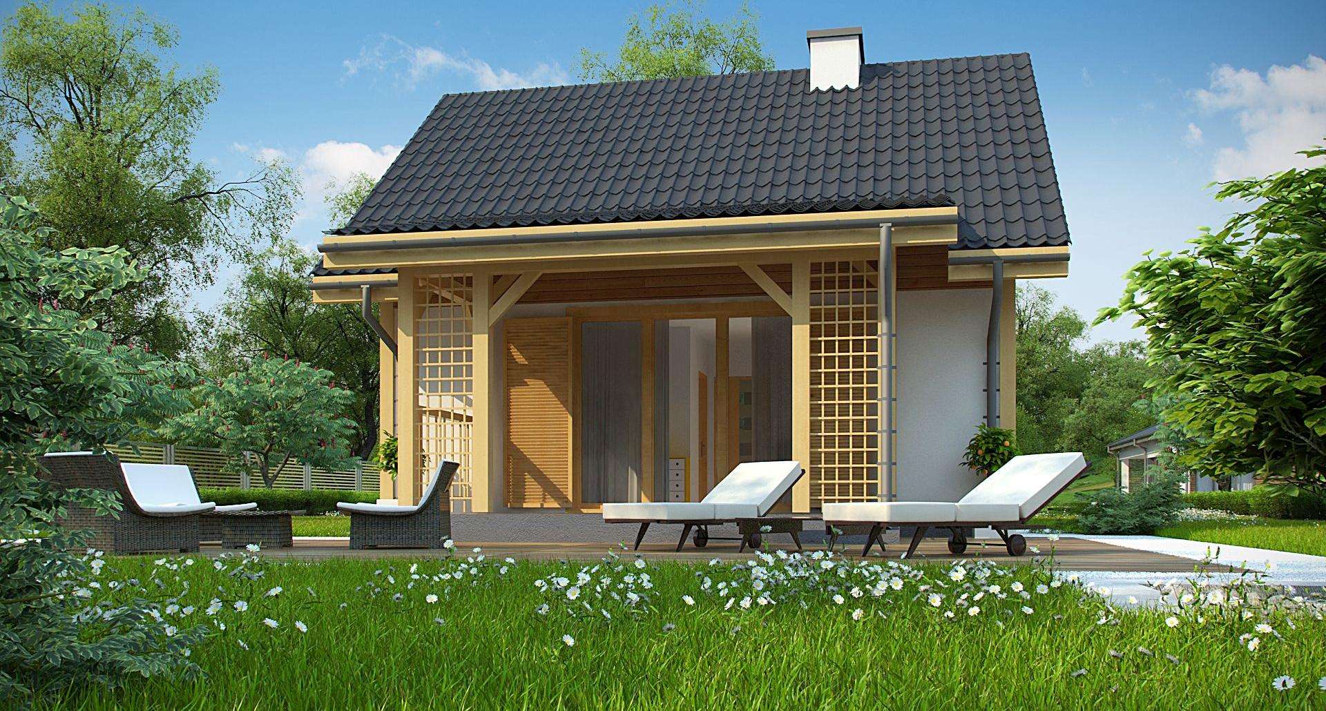 Fatada Casă parter 35 mp utili, un dormitor, o baie