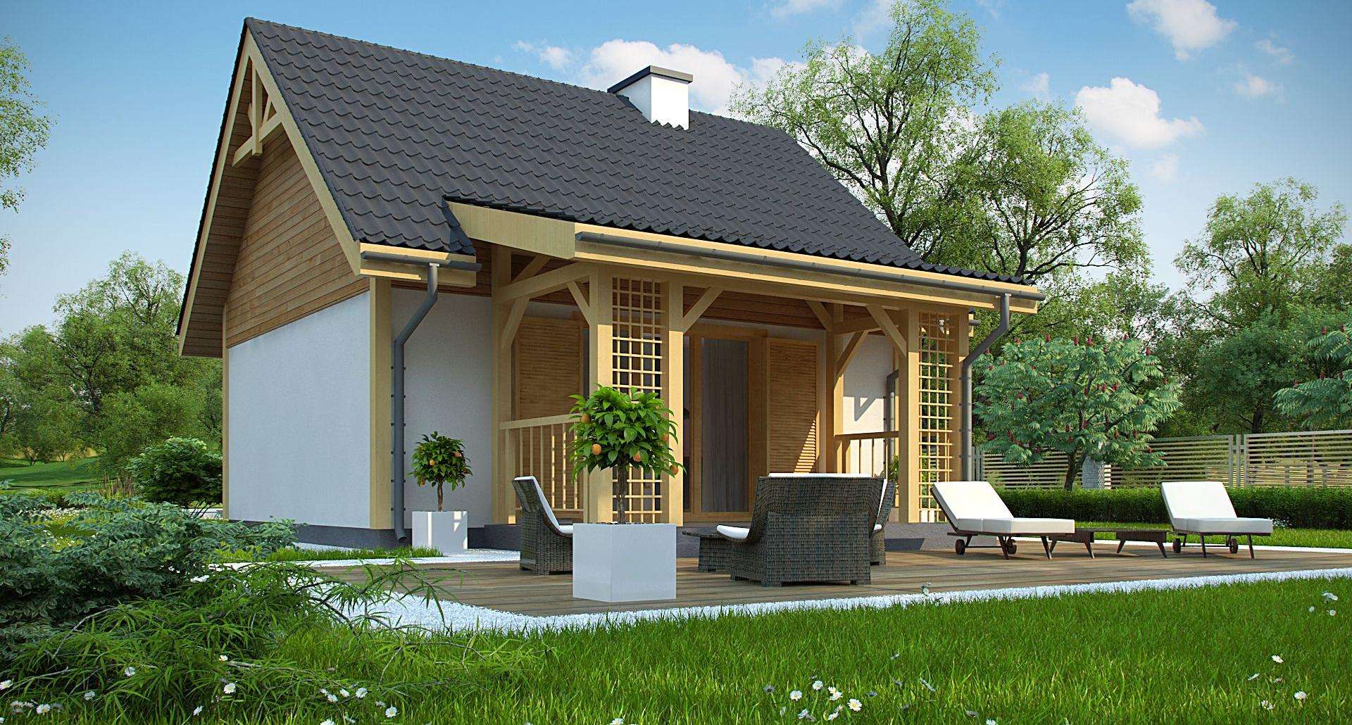 Fatada Casă parter 35 mp utili, un dormitor, o baie