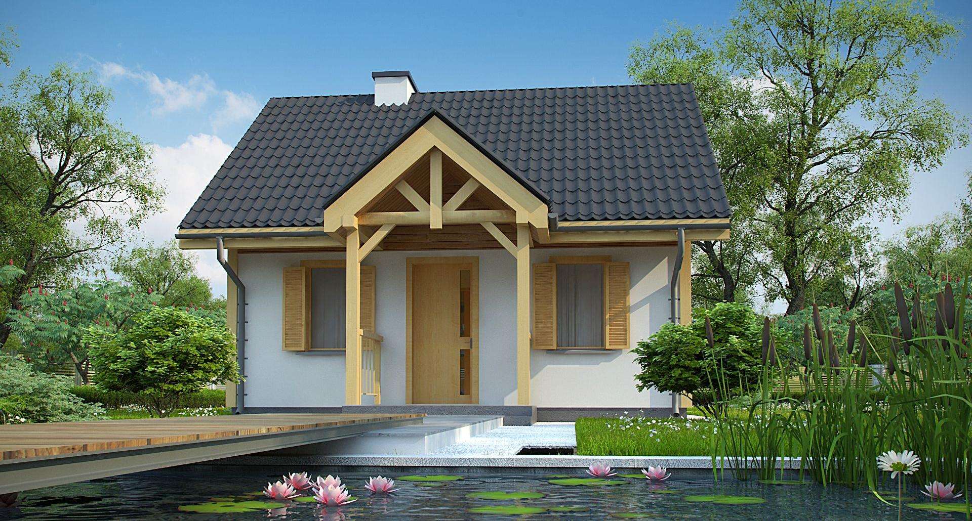 Fatada Casă parter 35 mp utili, un dormitor, o baie