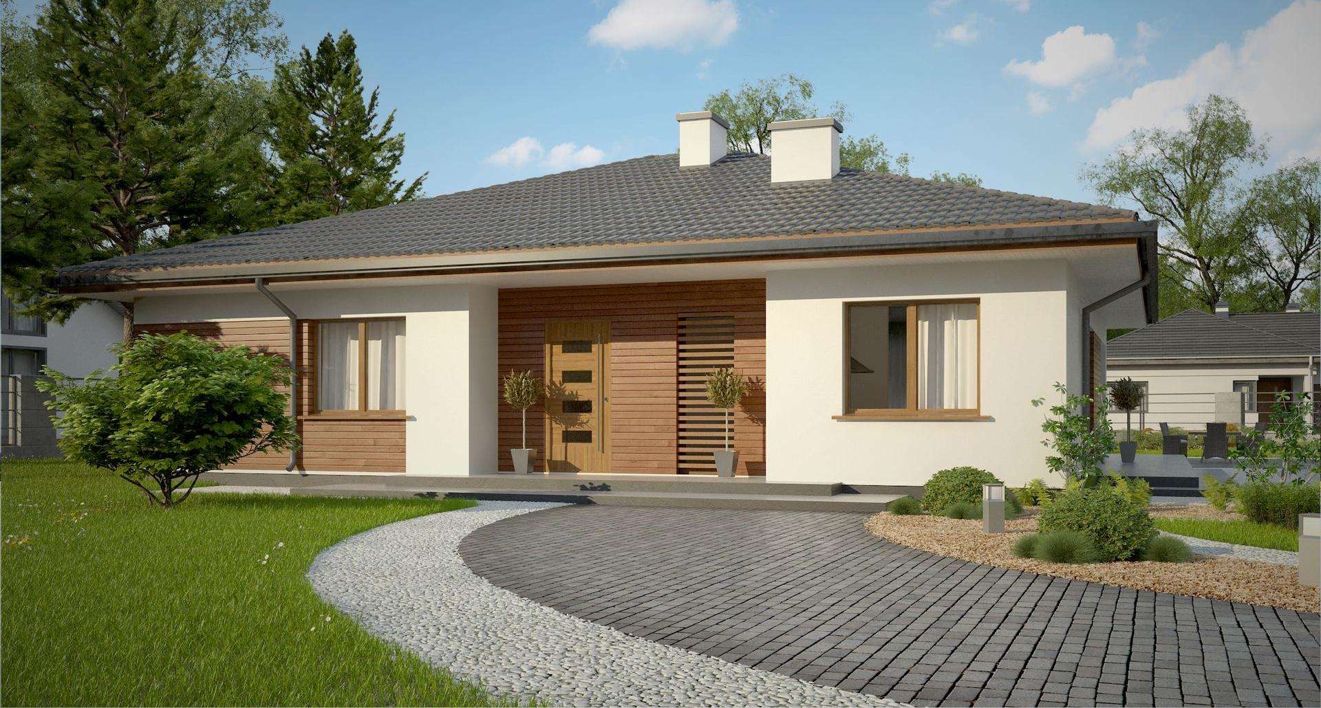 Fatada Casă parter 130 mp utili, 3 dormitoare, 2 băi