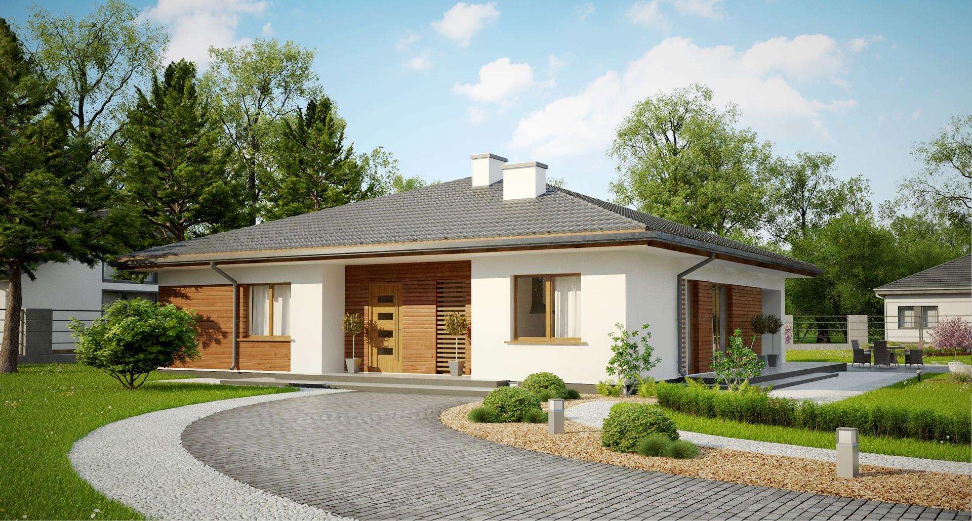 Fatada Casă parter 130 mp utili, 3 dormitoare, 2 băi