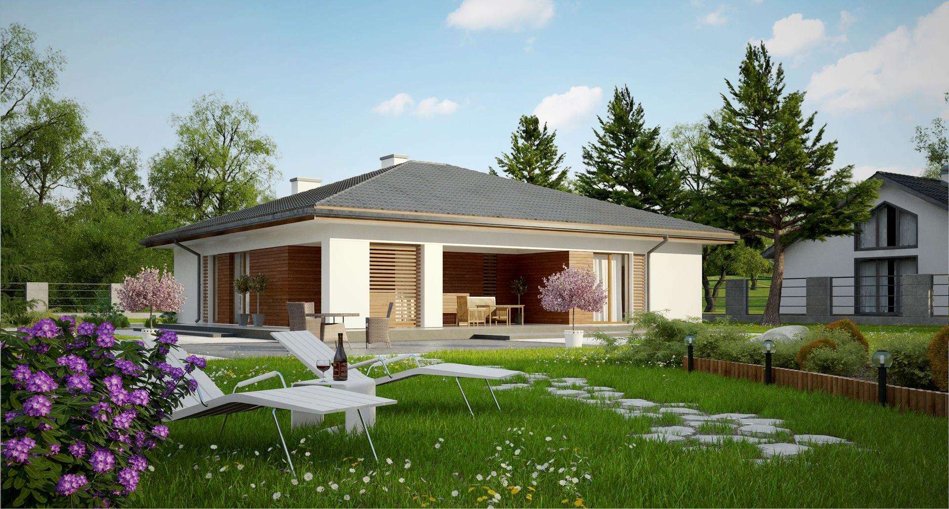 Fatada Casă parter 130 mp utili, 3 dormitoare, 2 băi