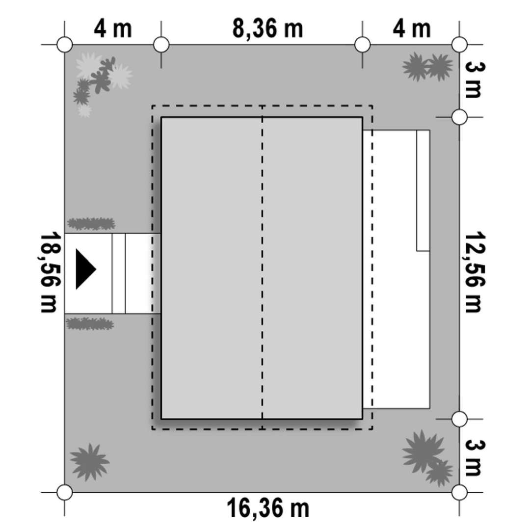 Plan amplasament Casă parter 78 mp utili, 2 dormitoare, o baie