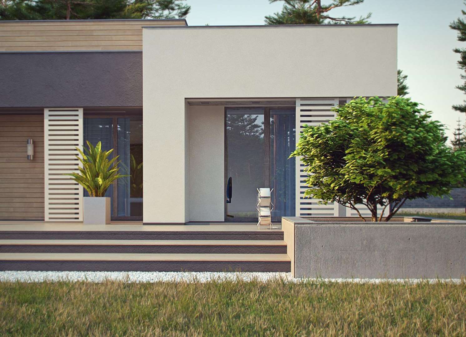 Fatada Casă parter 103 mp utili, 3 dormitoare, o baie