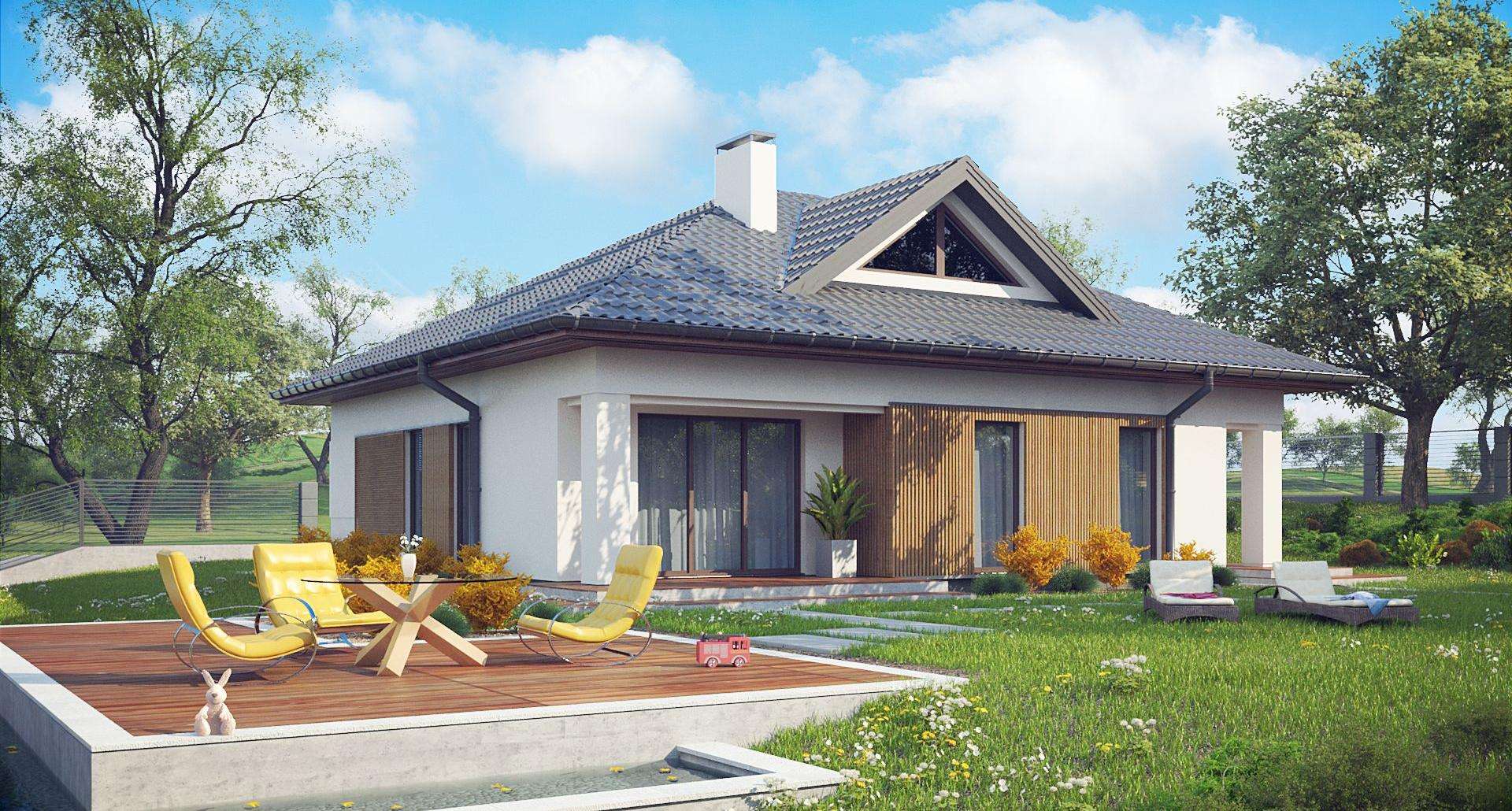 Fatada Casă parter 106 mp utili, 3 dormitoare, 2 băi
