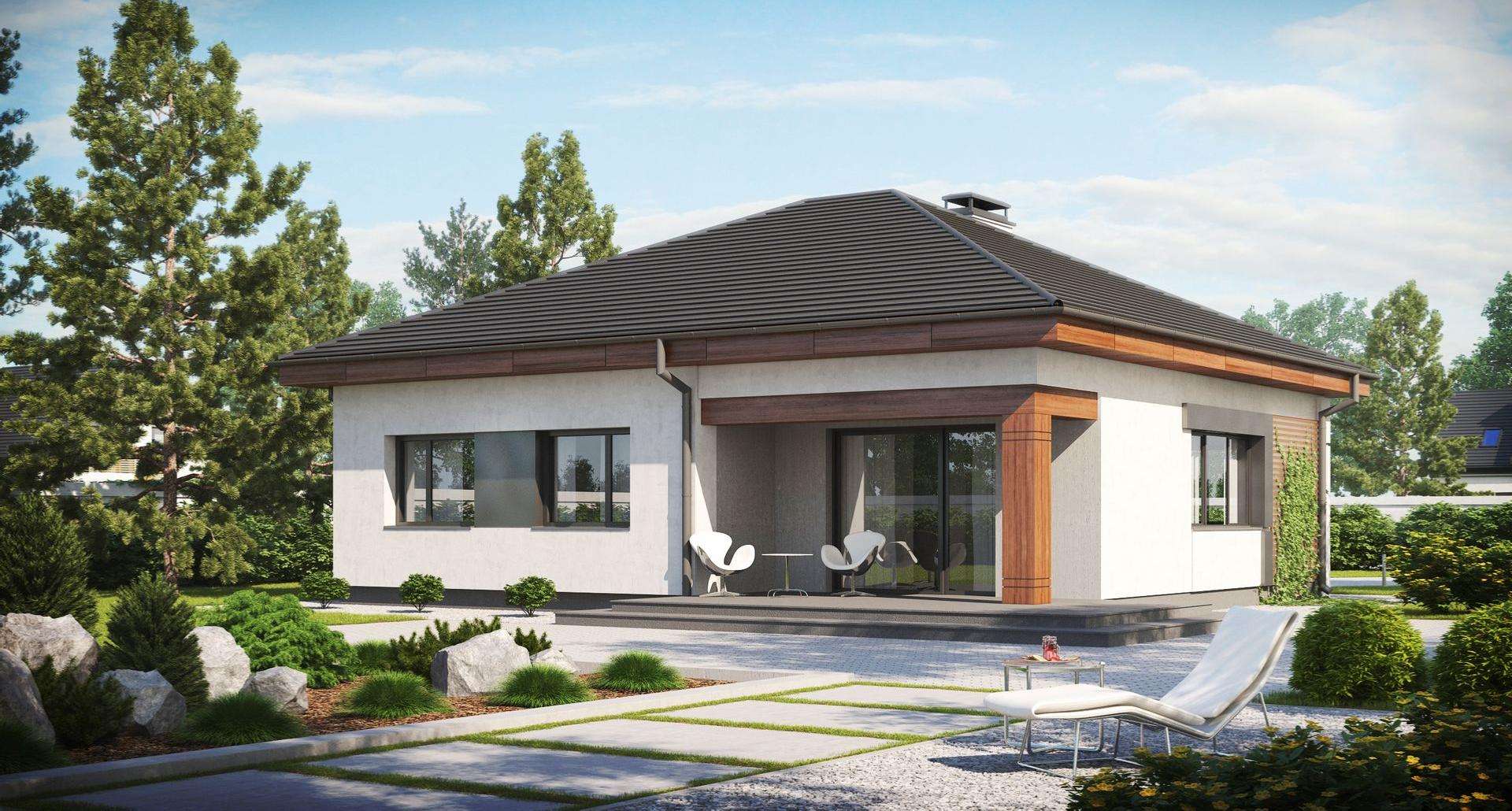 Fatada Casă parter 89 mp utili, 3 dormitoare, 2 băi