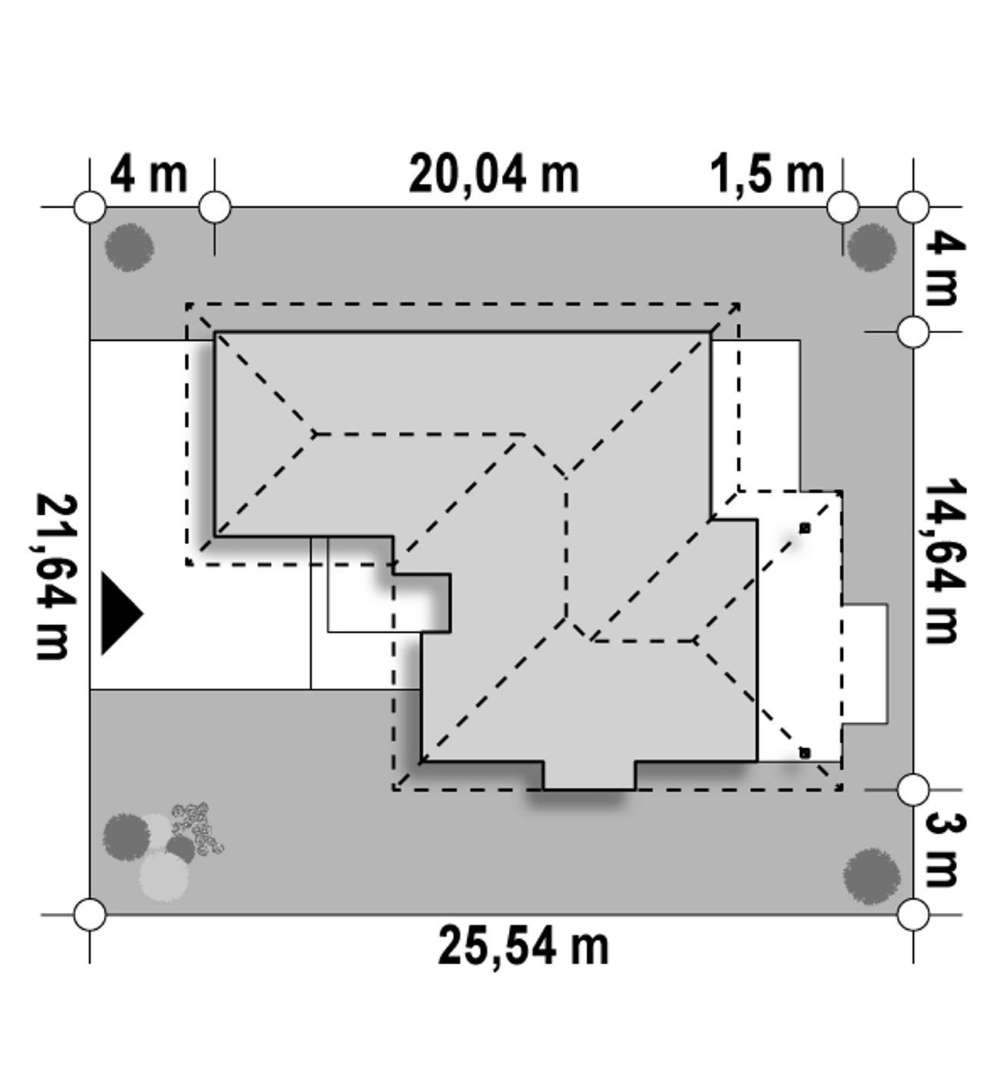 Plan amplasament Casă parter 118 mp utili, 3 dormitoare, 2 băi