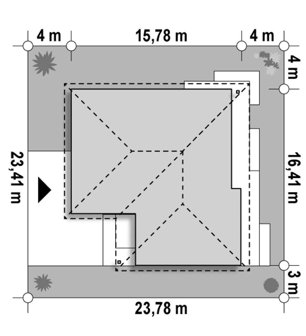 Plan amplasament Casă parter 159 mp utili, 4 dormitoare, 2 băi