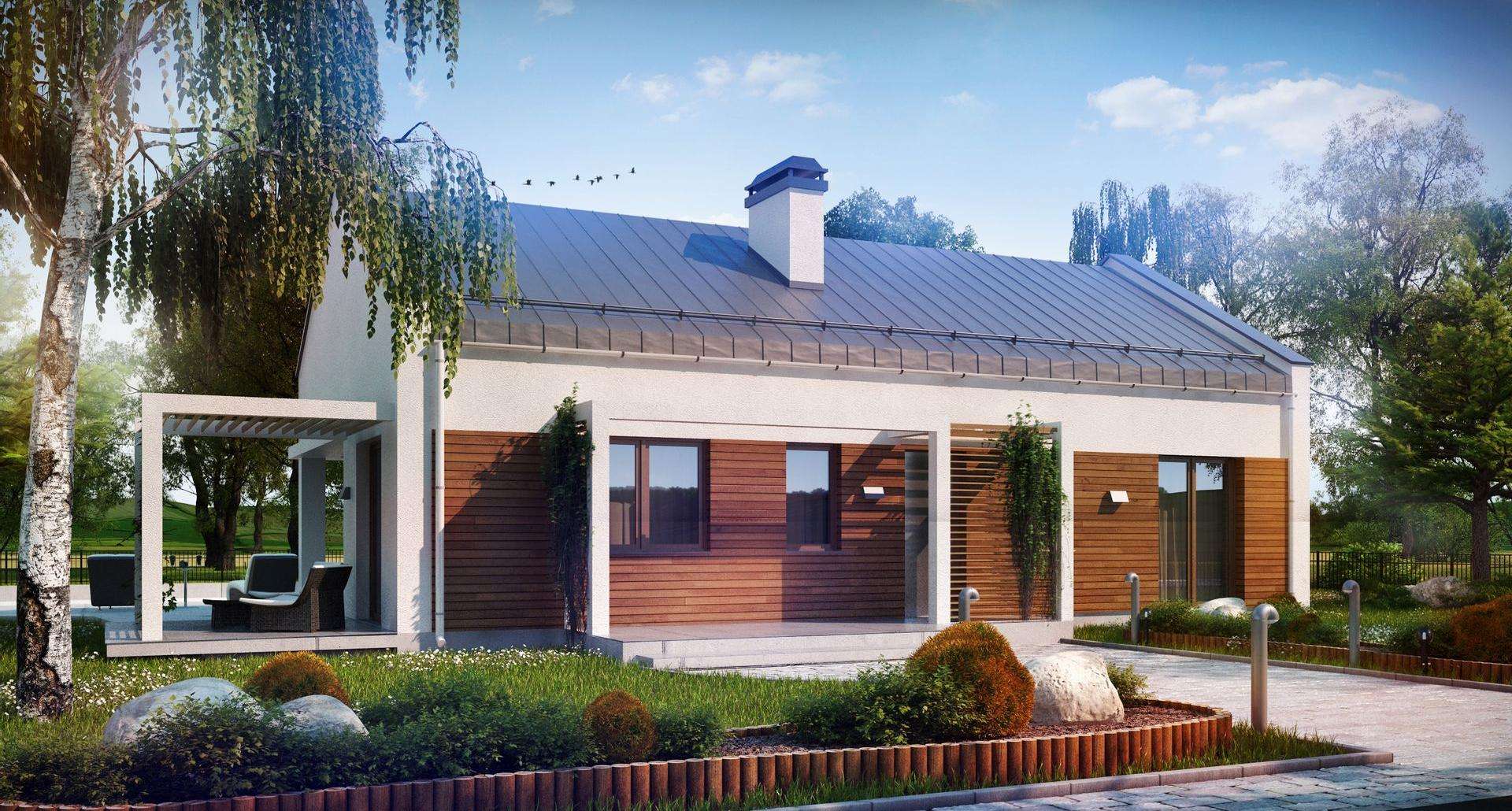 Fatada Casă parter 90 mp utili, 3 dormitoare, o baie