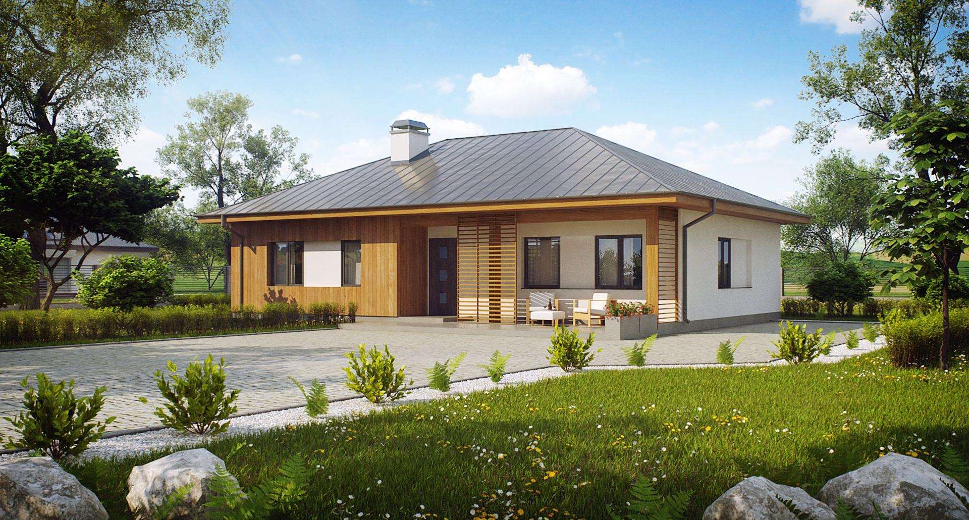 Fatada Casă parter 114 mp utili, 3 dormitoare, o baie