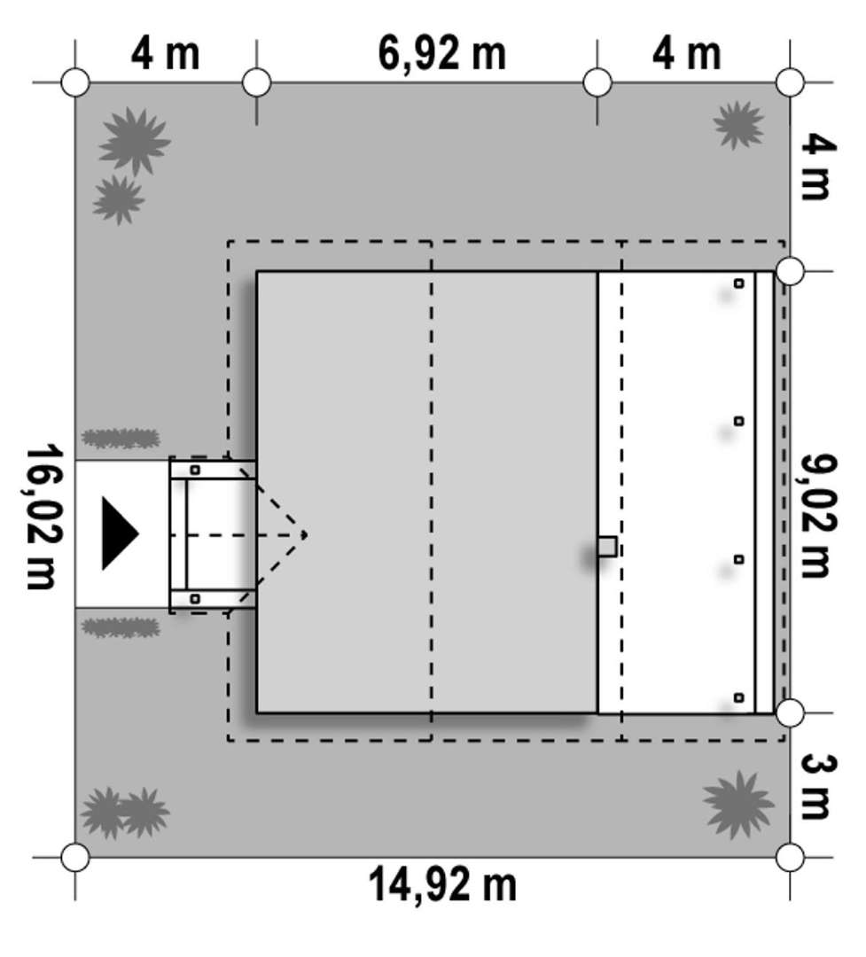 Plan amplasament Casă parter 51 mp utili, 2 dormitoare, o baie