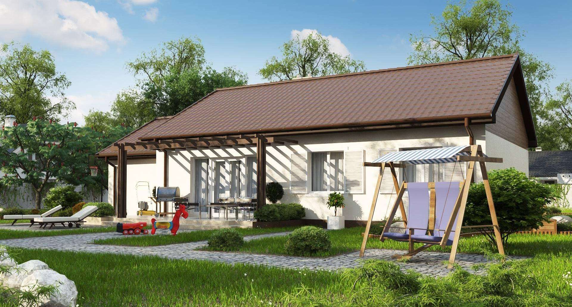 Fatada Casă parter 97 mp utili, 3 dormitoare, o baie