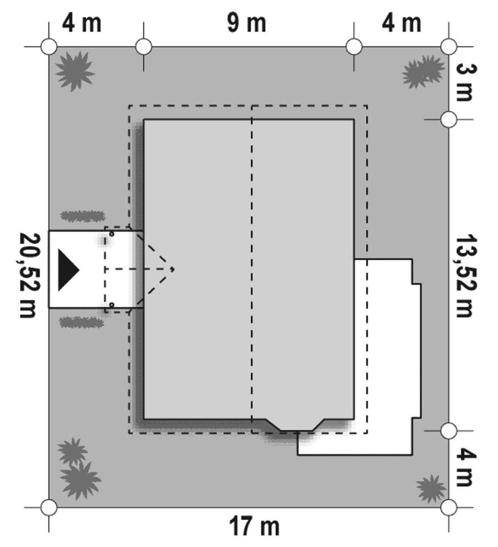 Plan amplasament Casă parter 101 mp utili, 3 dormitoare, o baie