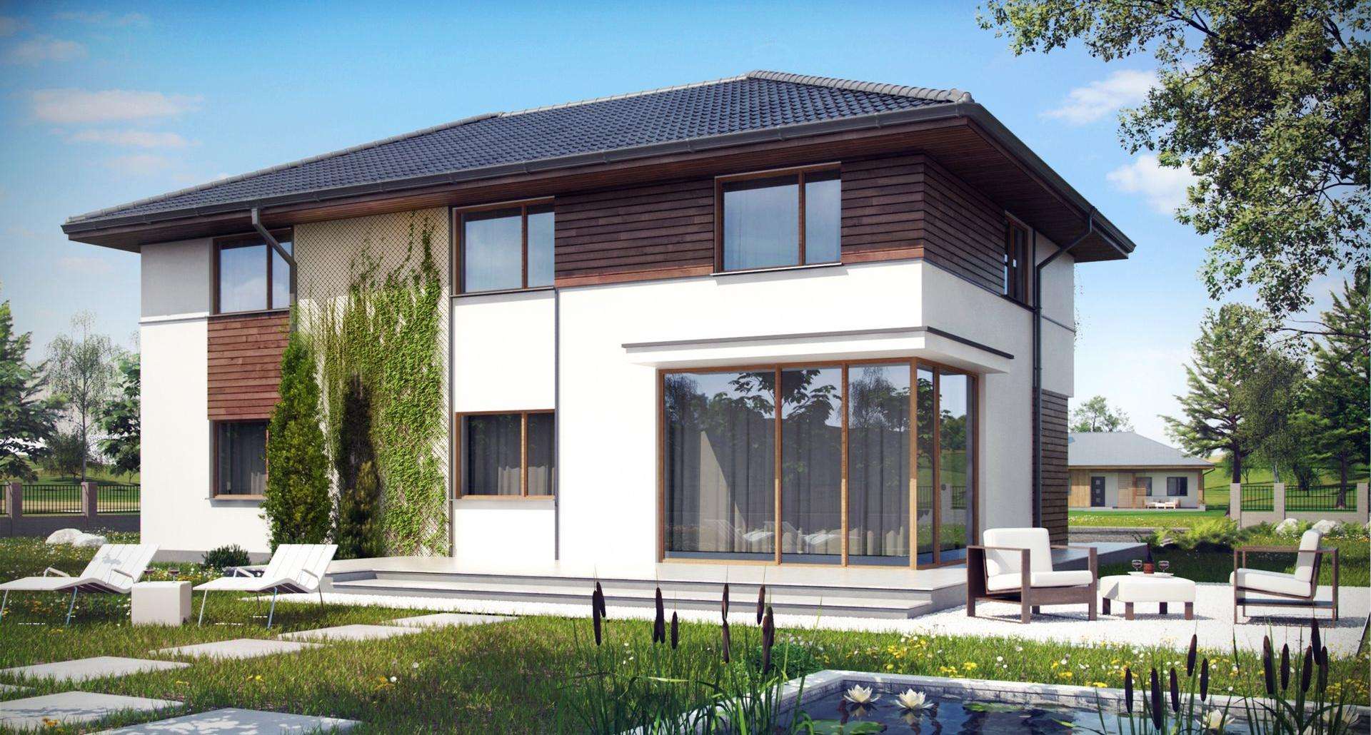 Fatada Casă cu etaj 171 mp utili, un dormitor, 3 băi
