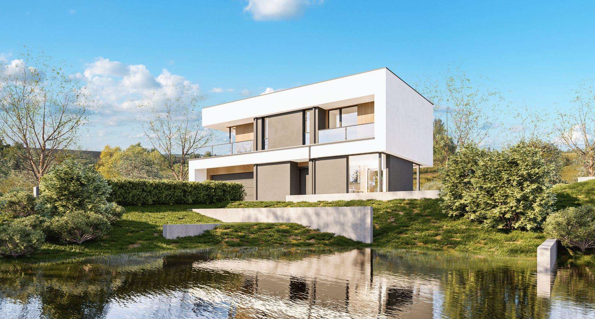Fatada Casă cu etaj 110 mp utili, un dormitor, 2 băi