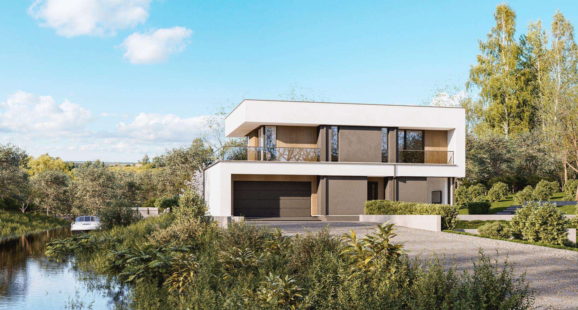 Fatada Casă cu etaj 110 mp utili, un dormitor, 2 băi