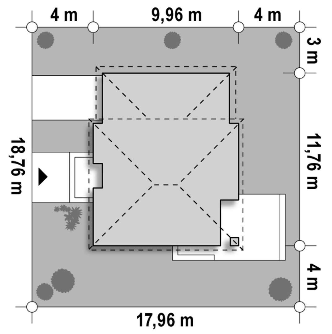 Plan amplasament Casă cu etaj 113 mp utili, un dormitor, o baie