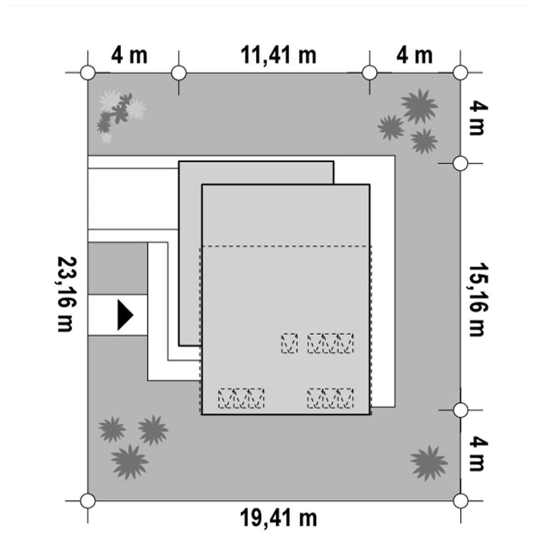 Plan amplasament Casă cu etaj 155 mp utili, un dormitor, 2 băi