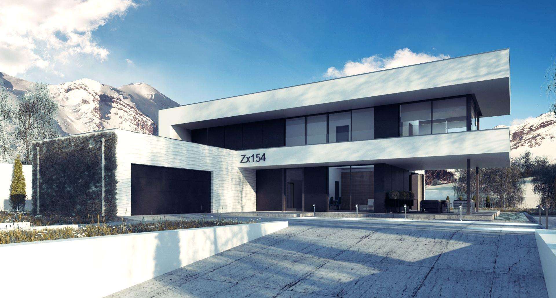 Fatada Casă cu etaj 223 mp utili, un dormitor, 3 băi