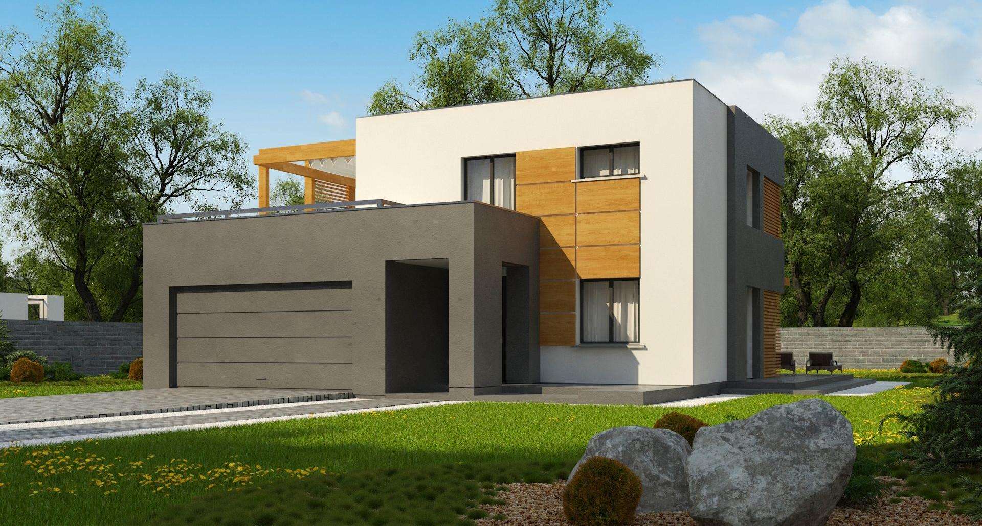 Fatada Casă cu etaj 93 mp utili, un dormitor, 3 băi