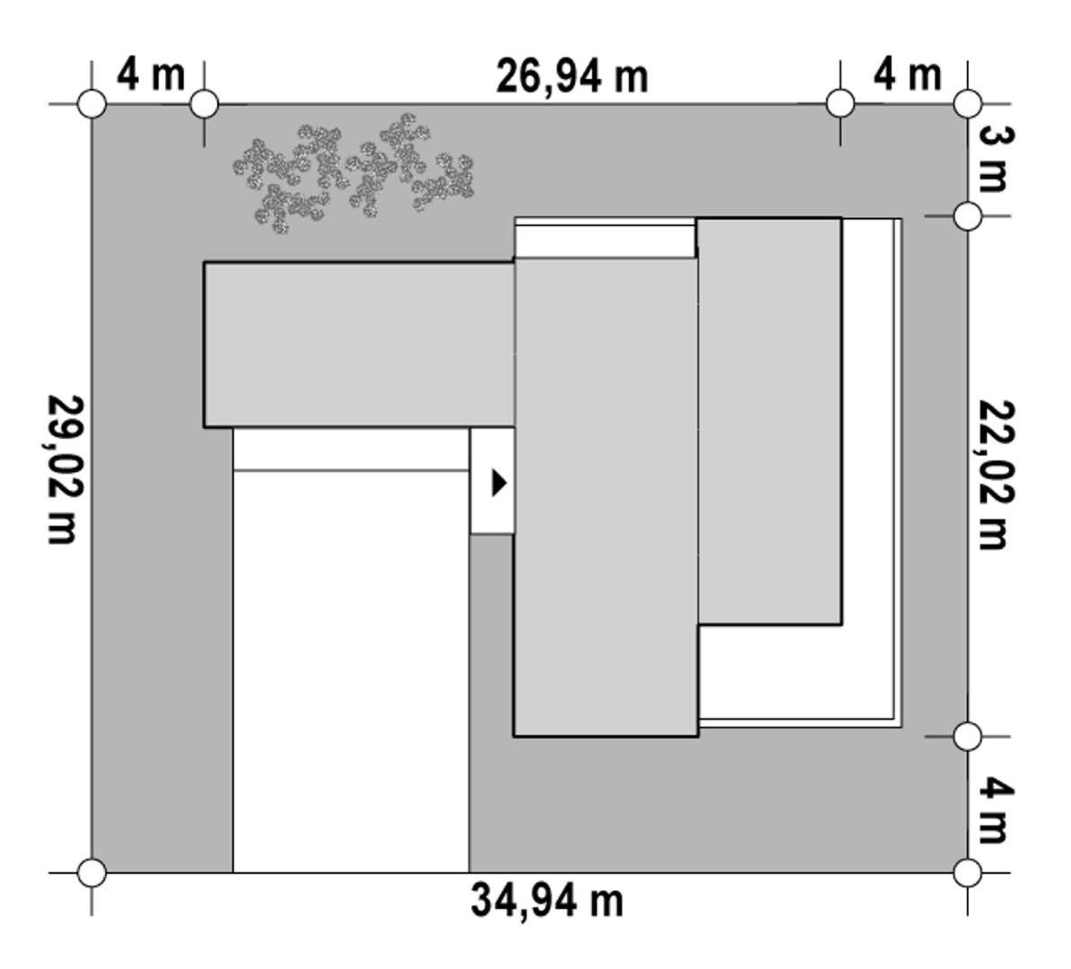 Plan amplasament Casă cu etaj 262 mp utili, un dormitor, 3 băi