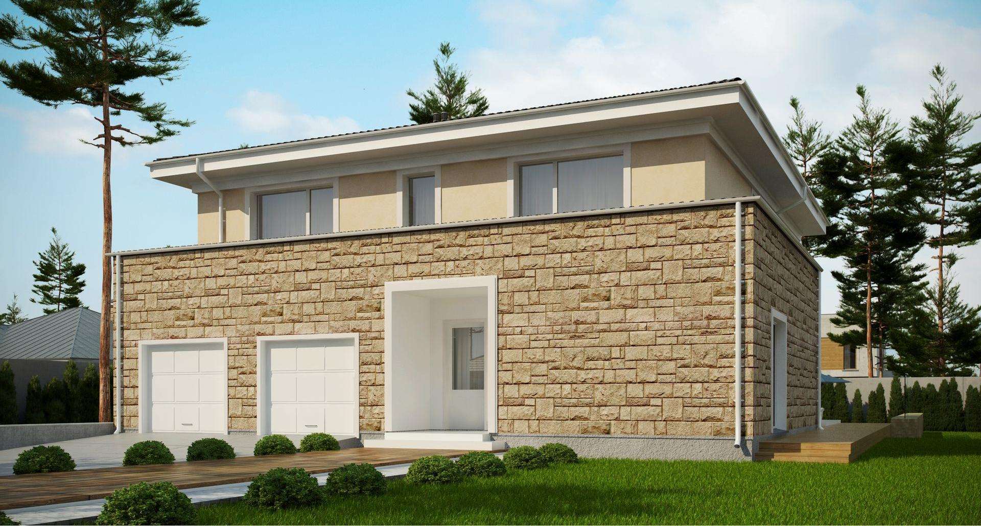 Fatada Casă cu etaj 273 mp utili, un dormitor, 5 băi