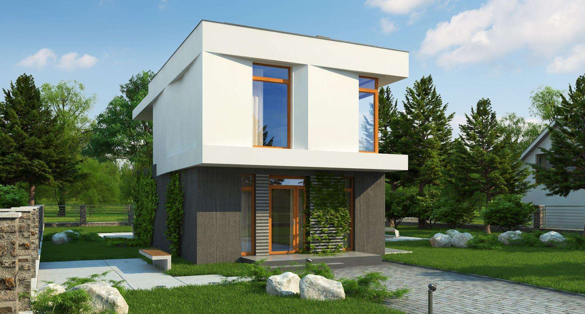 Fatada Casă cu etaj 103 mp utili, un dormitor, o baie