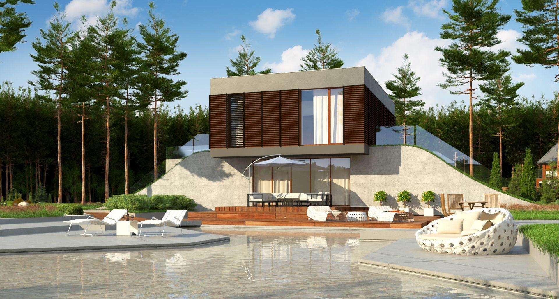 Fatada Casă cu etaj 128 mp utili, un dormitor, 3 băi