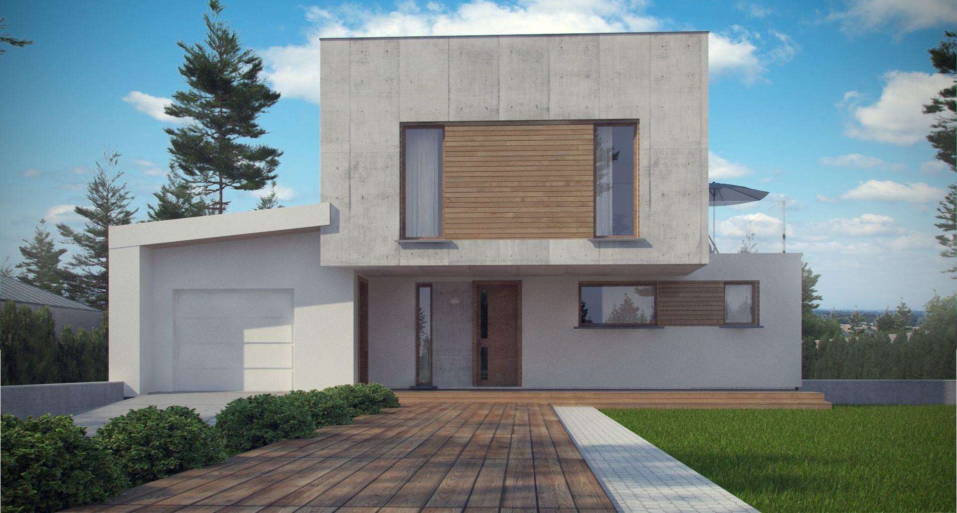 Fatada Casă cu etaj 148 mp utili, un dormitor, 3 băi