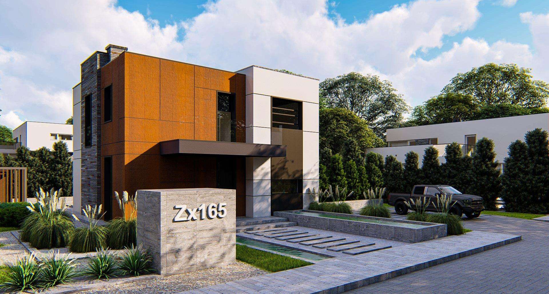 Fatada Casă cu etaj 130 mp utili, un dormitor, 3 băi