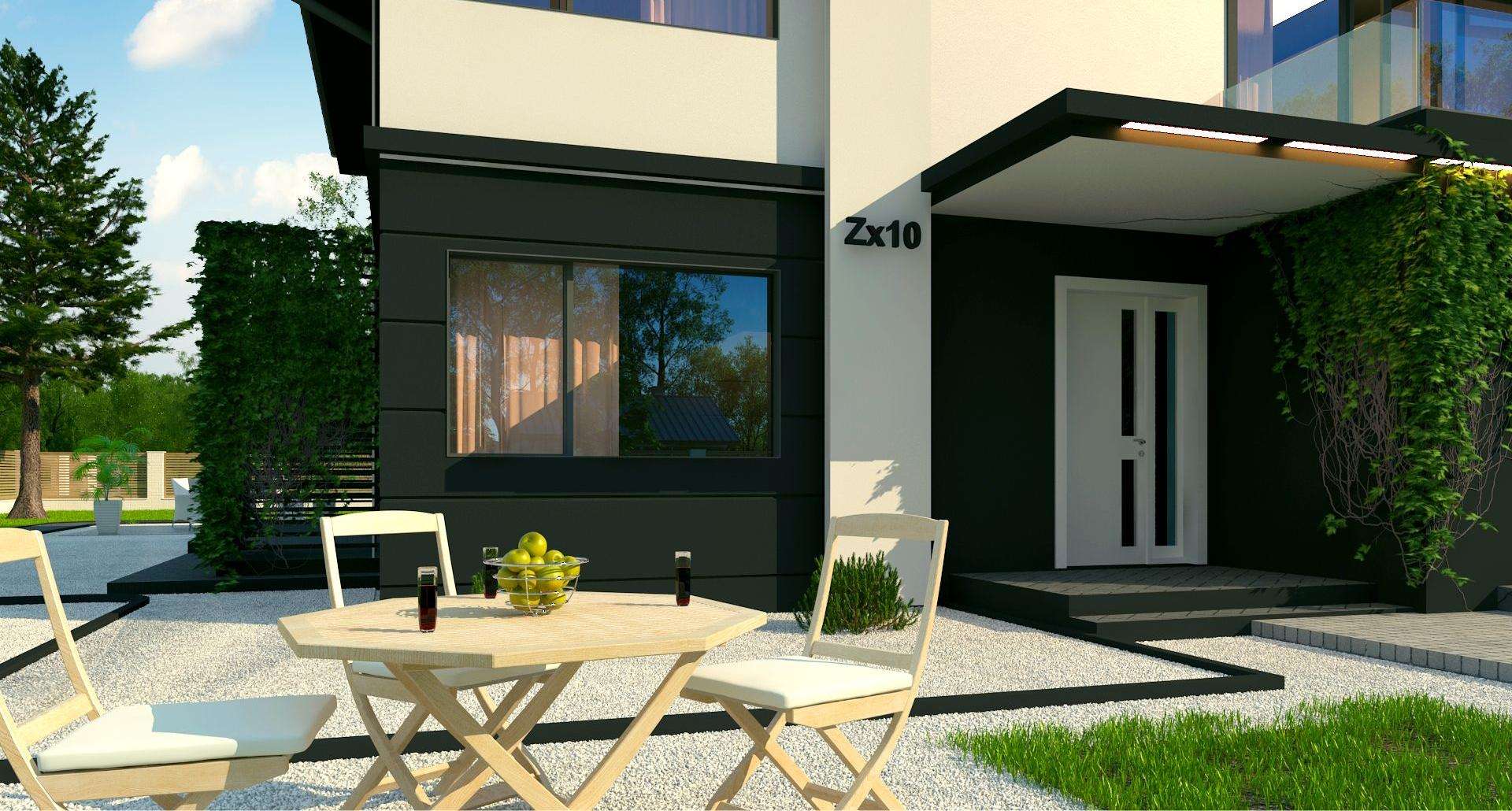 Fatada Casă cu etaj 178 mp utili, un dormitor, 3 băi