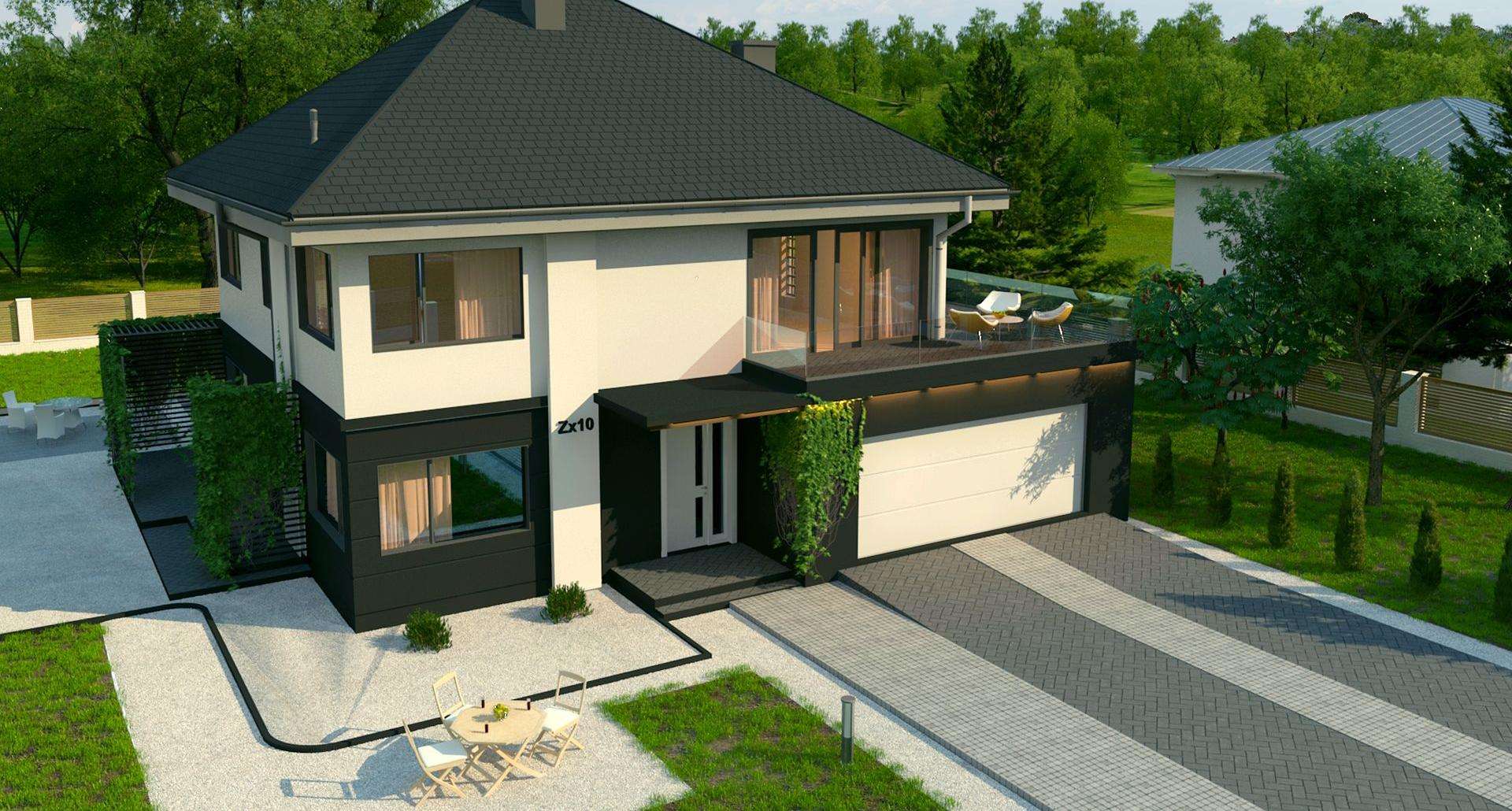 Fatada Casă cu etaj 178 mp utili, un dormitor, 3 băi