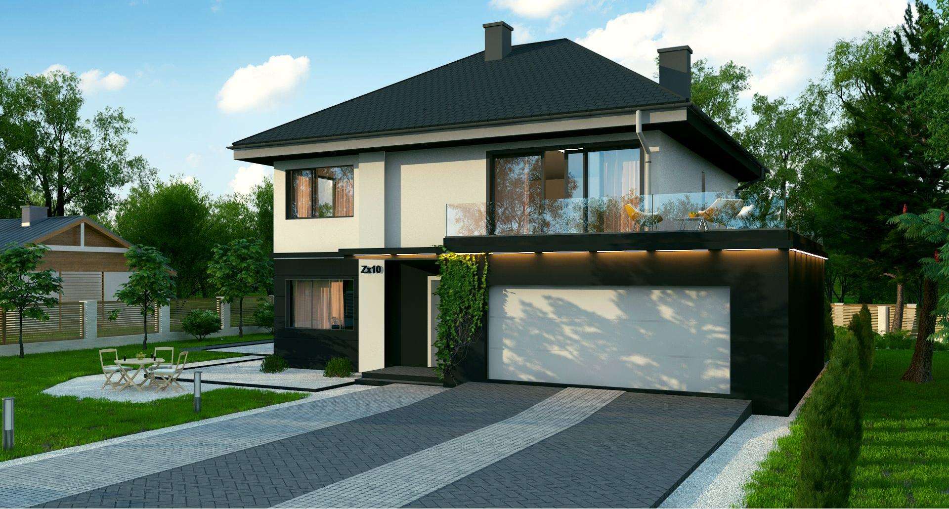 Fatada Casă cu etaj 178 mp utili, un dormitor, 3 băi