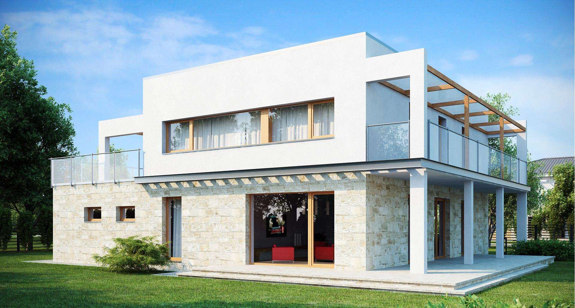 Fatada Casă cu etaj 186 mp utili, un dormitor, 3 băi