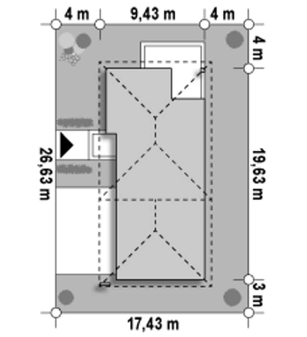Plan amplasament Casă cu etaj 140 mp utili, un dormitor, o baie