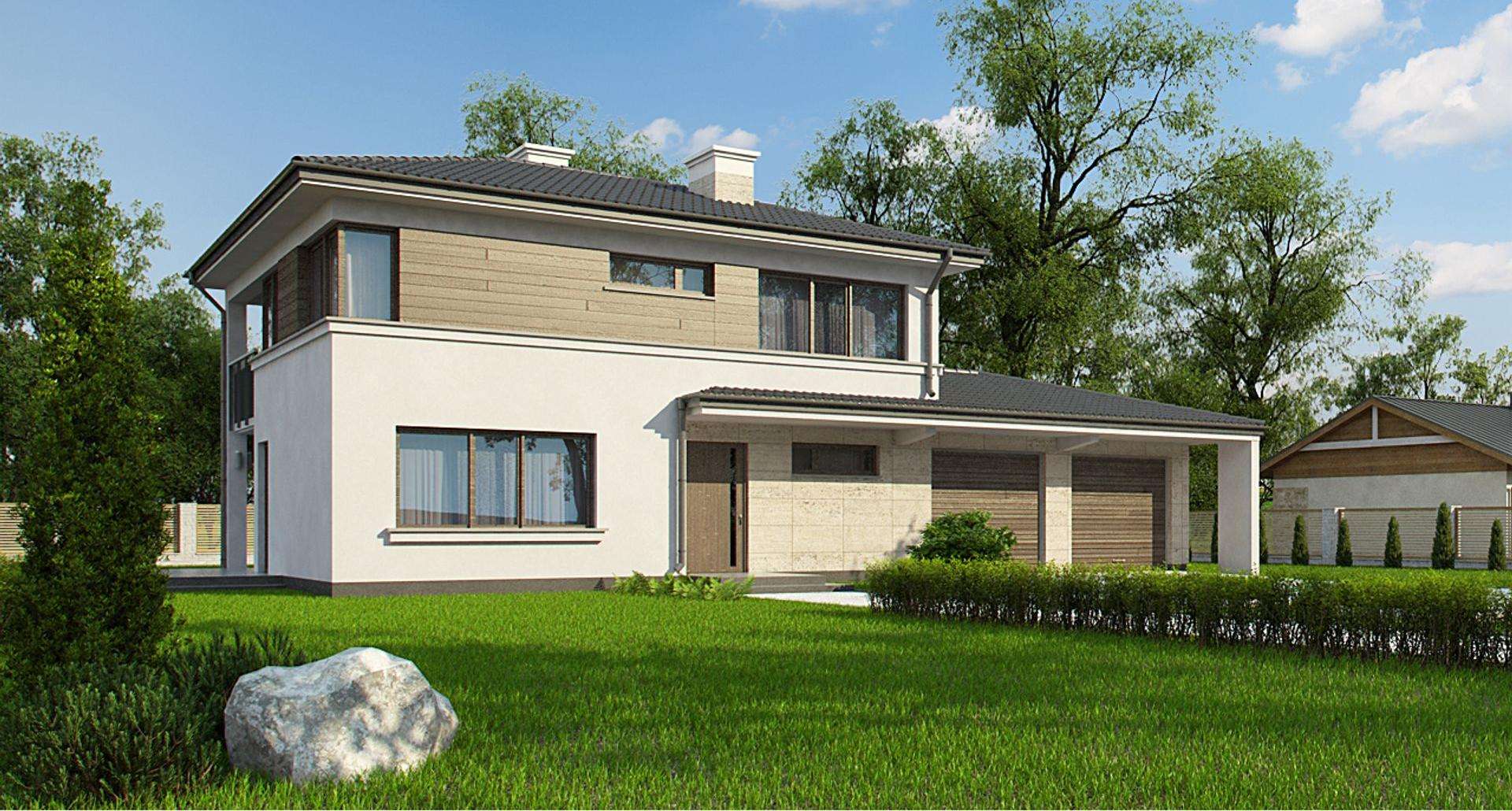 Fatada Casă cu etaj 140 mp utili, un dormitor, o baie