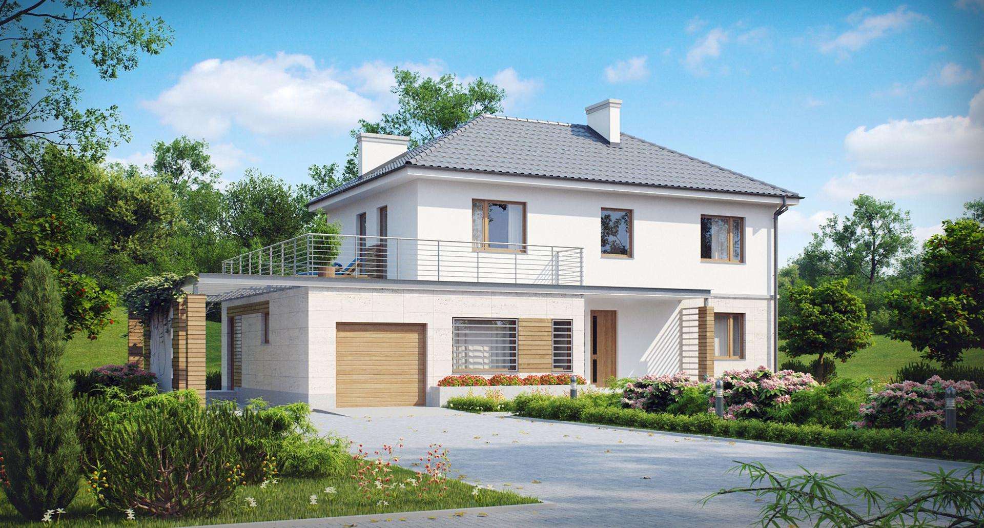 Fatada Casă cu etaj 162 mp utili, un dormitor, o baie