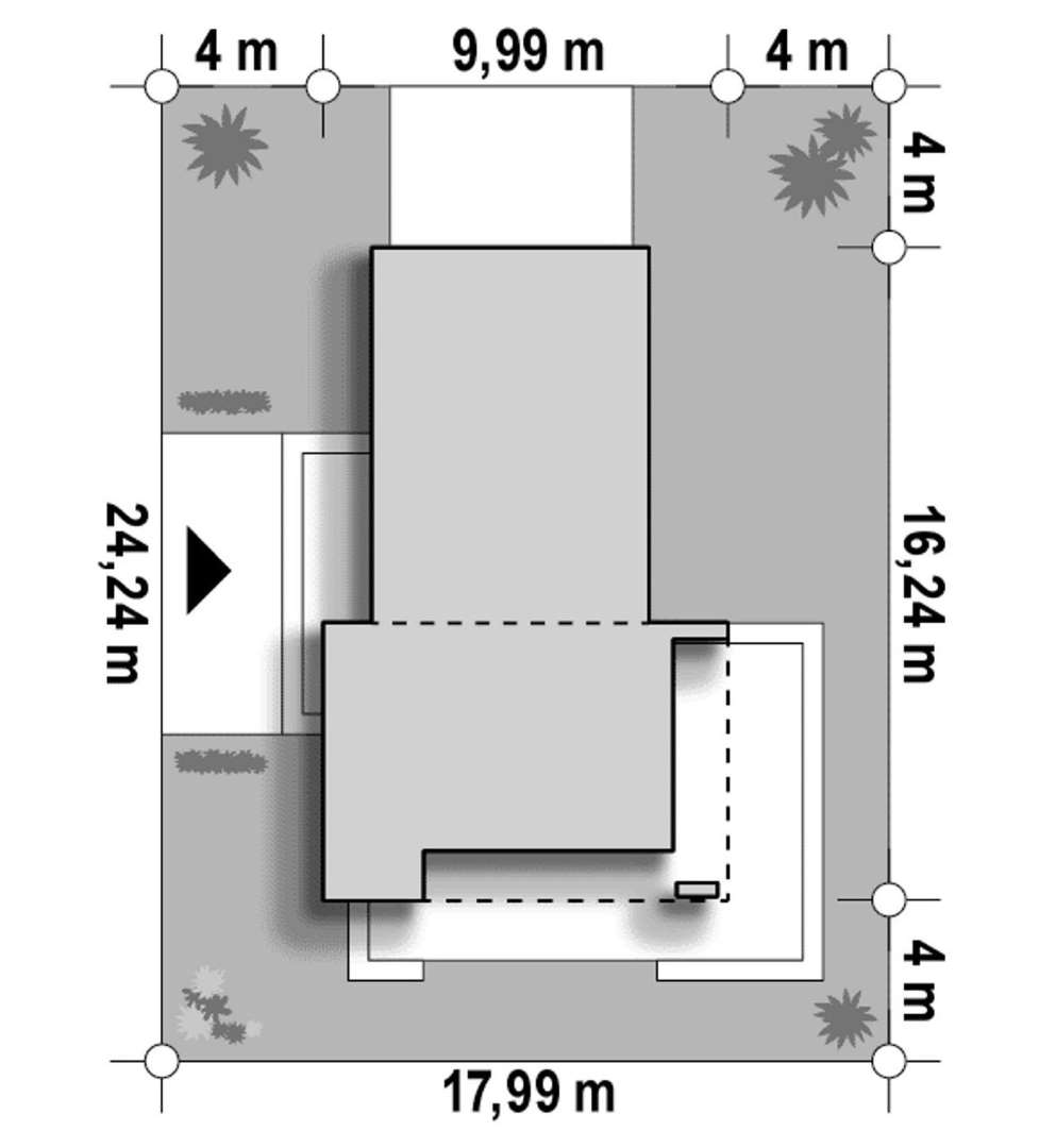 Plan amplasament Casă cu etaj 95 mp utili, un dormitor, o baie